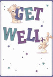 Bright and inviting, this get well card is a tapestry of hope reflecting the community spirit found throughout Belmont. Two lovable figures-a plush teddy bear and an exuberant puppy-each take joyful part in holding up the oversized, hand-lettered message 'Get Well.' Their faces are full of animation and kindness, their fur illustrated with soft detailing that suggests an almost tangible embrace. Hues of saturated indigo and teal bring vibrancy to the lettering, standing out against a creamy, uncluttered backdrop, while a flurry of twinkling stars in gentle blues and purples fill the design with playfulness. The composition conjures that uplifting sense you feel passing through Belmont's peaceful parkways-a blend of clarity, brightness, and heartfelt cheer. The overall mood is gentle, sincere, and reassuring, much like the bespoke bouquets prepared by Belmont Flowers for neighbours in need of a little encouragement. This card is more than a greeting-it's an emotional salve, its every brushstroke crafted to deliver support and optimism, whether it arrives with a bunch of fresh blooms or as a solo token of care.